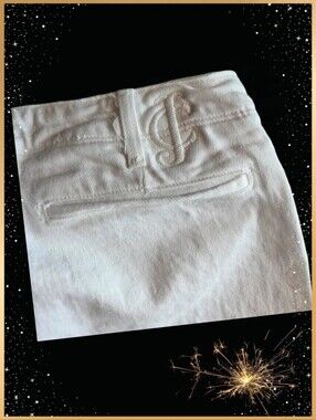 Women's Juicy Couture White Embroidered-Waist Jean